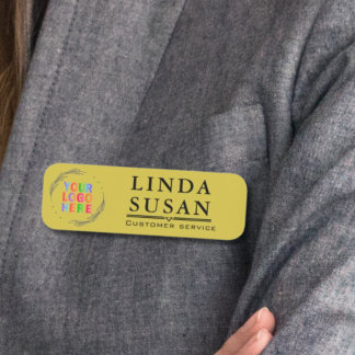 Custom Name Tags with Logo And text Gold