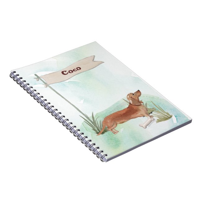 Custom Name Tan Dachshund Pet Dog Notebook (Right Side)