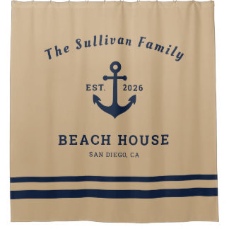 Custom Name Tan Nautical Anchor Beach House