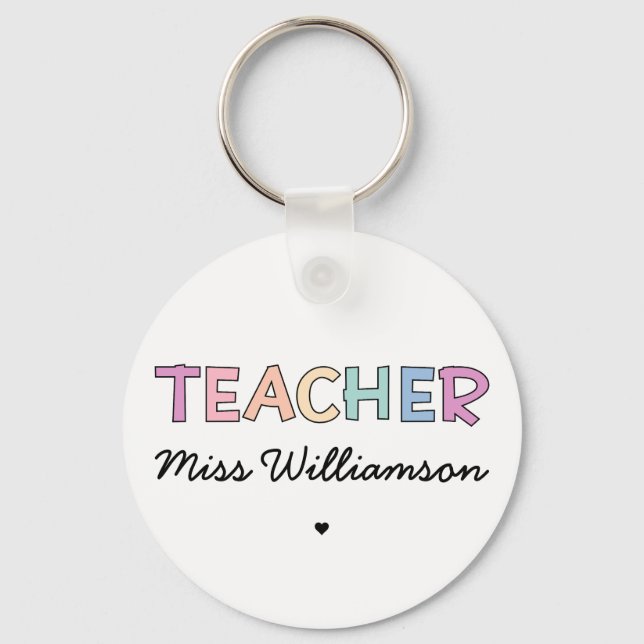 Custom Name Teacher Gifts | Teacher Appreciation Keychain (Front)