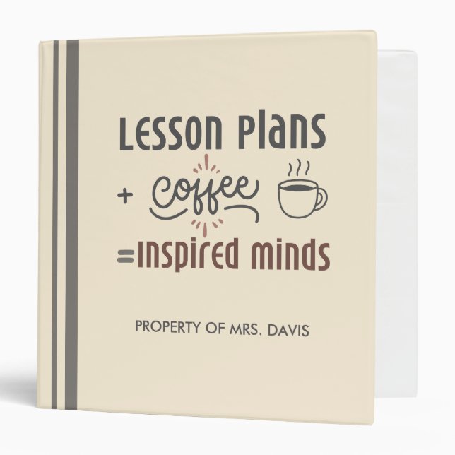 Custom Name Teacher Notebook - Lesson Plans Coffee Binder (Front/Inside)
