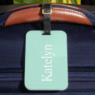 Custom Name Teal Luggage Tag Simple Travel