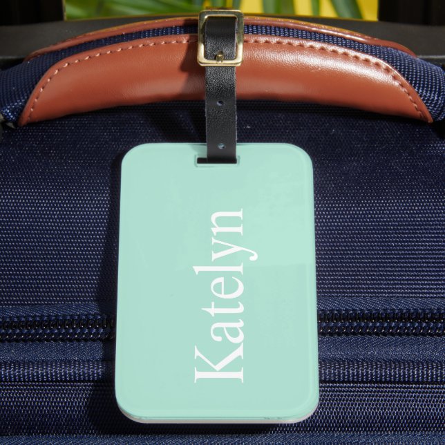 Custom Name Teal Luggage Tag Simple Travel (Front Insitu 2)