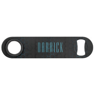 Custom Name Teal Polygon Bottle Opener Bar Key