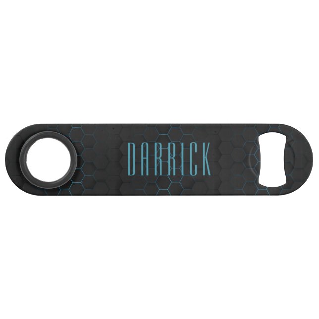 Custom Name Teal Polygon Bottle Opener Bar Key (Front (Horizontal))