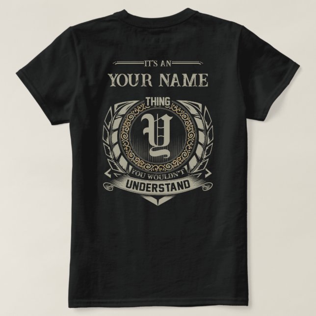 Custom Name Tee, Personalized Monogram Vintage T-Shirt (Design Back)