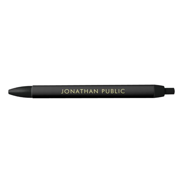 Custom Name Template Elegant Black And Gold Simple Black Ink Pen (Front)