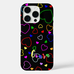 Custom Name Template, Playful Colours on Black iPhone 16 Pro Case