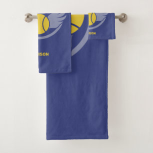 Custom Name Tennis Ball with Wings Bath Towel Set