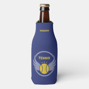 Custom Name Tennis Ball with Wings Bottle Cooler