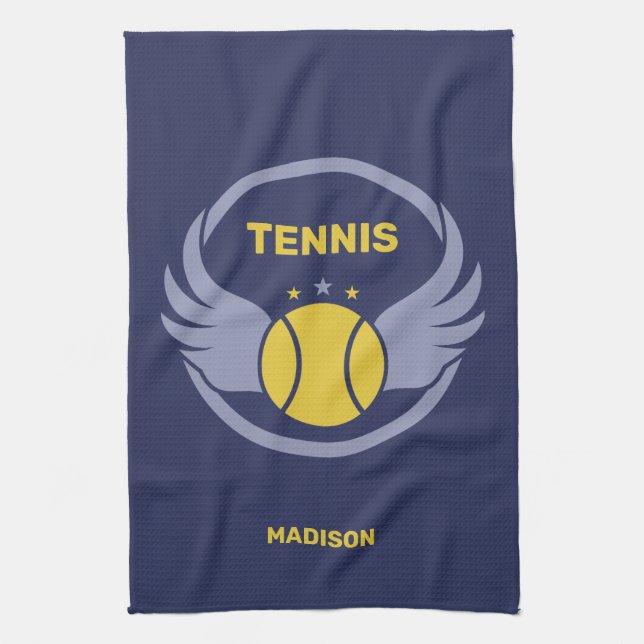Custom Name Tennis Ball with Wings Kitchen Towel (Vertical)