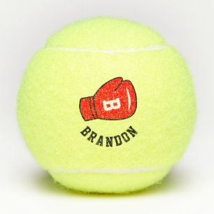 Custom name tennis balls with boxing glove logo