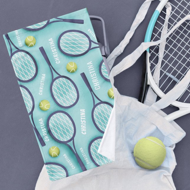 Custom Name Tennis Racket Hand Towel (Creator Uploaded)