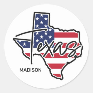 Custom Name Texas Classic Round Sticker