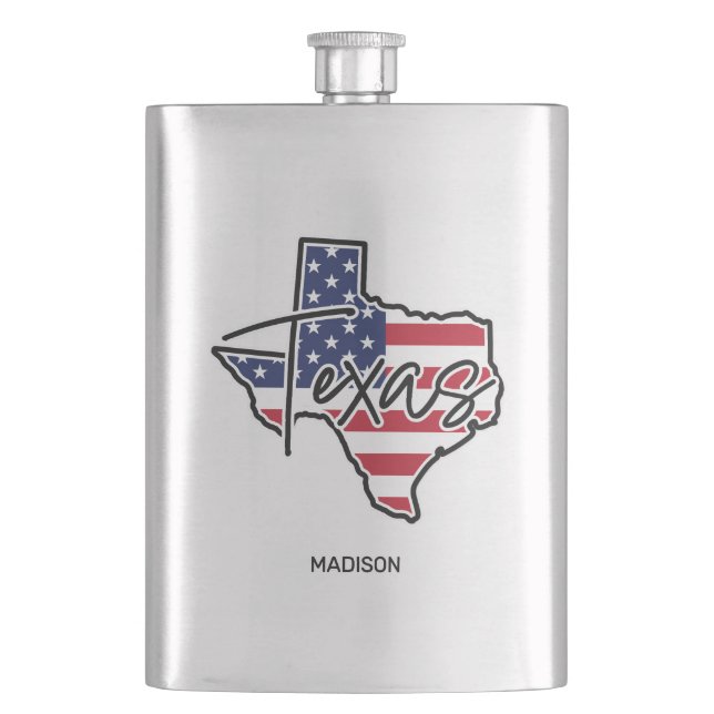 Custom Name Texas Hip Flask (Front)