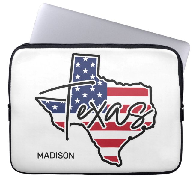 Custom Name Texas Laptop Sleeve (Front)