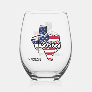 Custom Name Texas Stemless Wine Glass