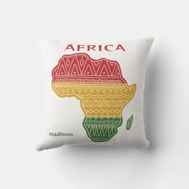 Custom Name & Text Africa Throw Pillow (Back)