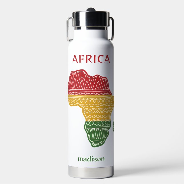Custom Name & Text Africa Water Bottle (Front)