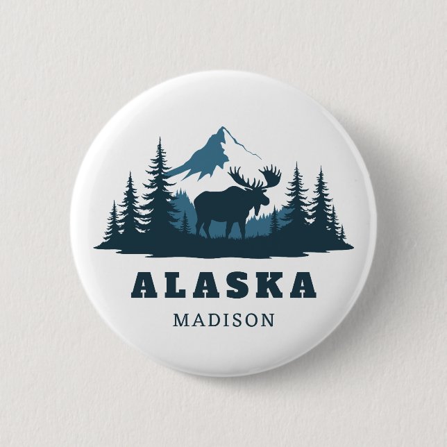 Custom Name & Text ALASKA 2 Inch Round Button (Front)