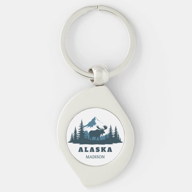 Custom Name & Text ALASKA Keychain (Front)