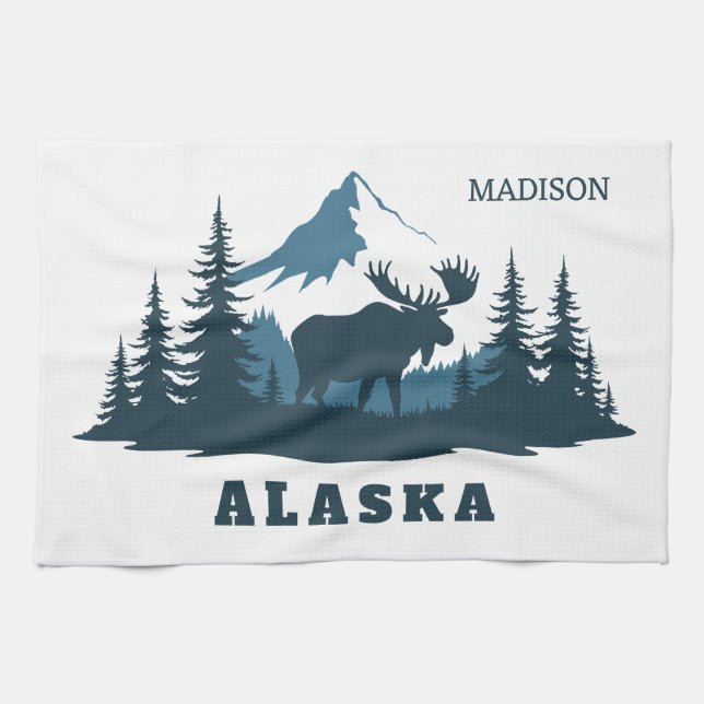 Custom Name & Text ALASKA Kitchen Towel (Horizontal)