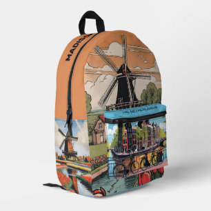 Custom Name & Text Amsterdam Printed Backpack