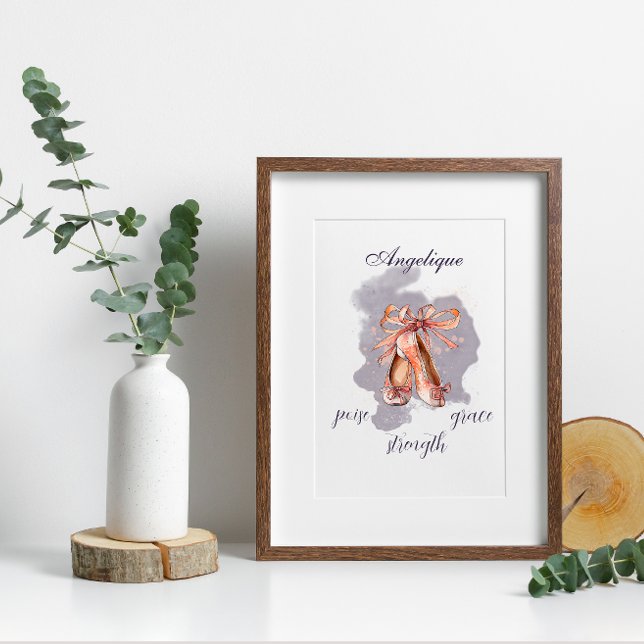 Custom Name Text Ballet Pointe Shoes Ballerina  Photo Print (Creator Uploaded)