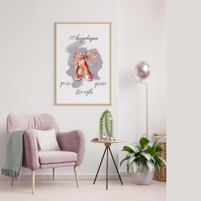 Custom Name Text Ballet Pointe Shoes Ballerina  Poster (Creator Uploaded)