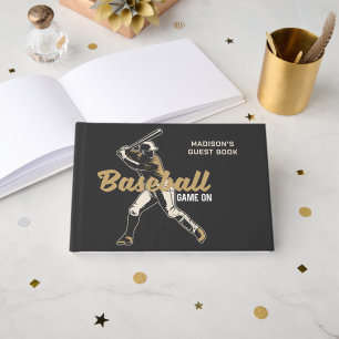 Custom Name & Text Baseball Player Guest Book