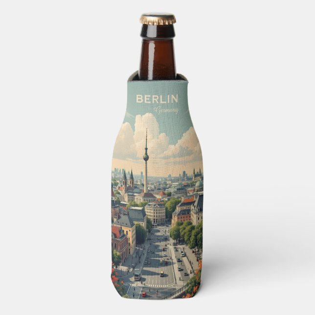 Custom Name & Text Berlin, Germany Bottle Cooler (Bottle Front)