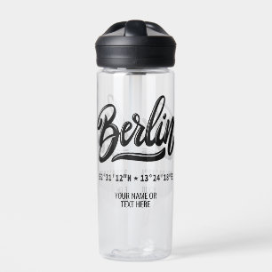 Custom Name / Text Berlin Germany Coordinates Water Bottle