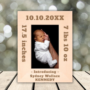 Custom Name Text Birth Announcement Newborn Baby Etched Frames