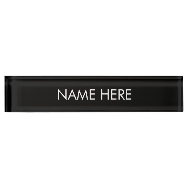 Custom name text black white elegant minimalist nameplate (Front)