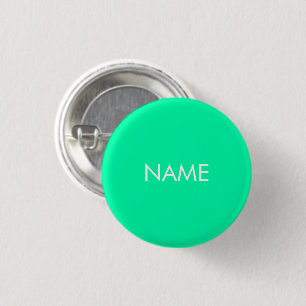 Custom name text blue green minimalist pin button