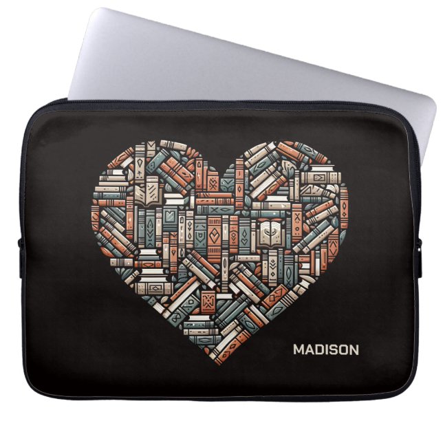 Custom Name / Text Book Lover's Laptop Sleeve (Front)