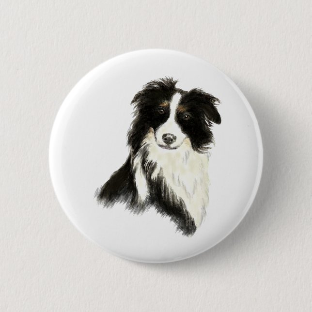 Custom Name text Border Collie Dog Pet 2 Inch Round Button (Front)