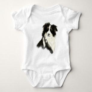 Custom Name text Border Collie Dog Pet Baby Bodysuit