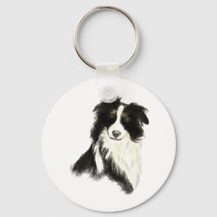 Custom Name text Border Collie Dog Pet Keychain