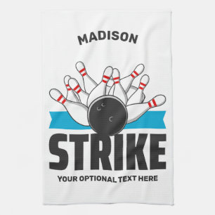 Custom Name & Text Bowling Strike Kitchen Towel