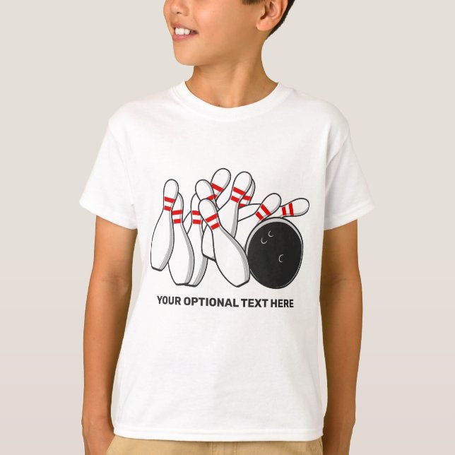 Custom Name & Text Bowling Strike T-Shirt (Front)