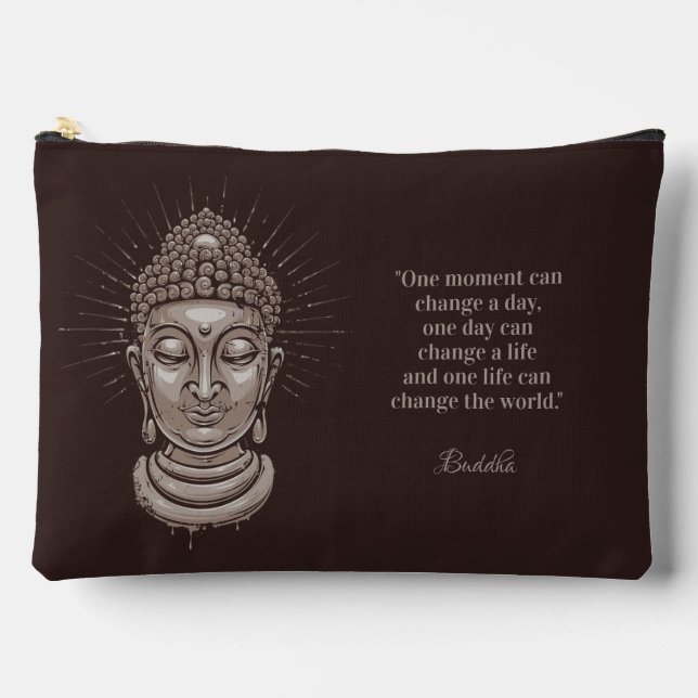 Custom name & text Buddha Quote Accessory Pouch (Front)