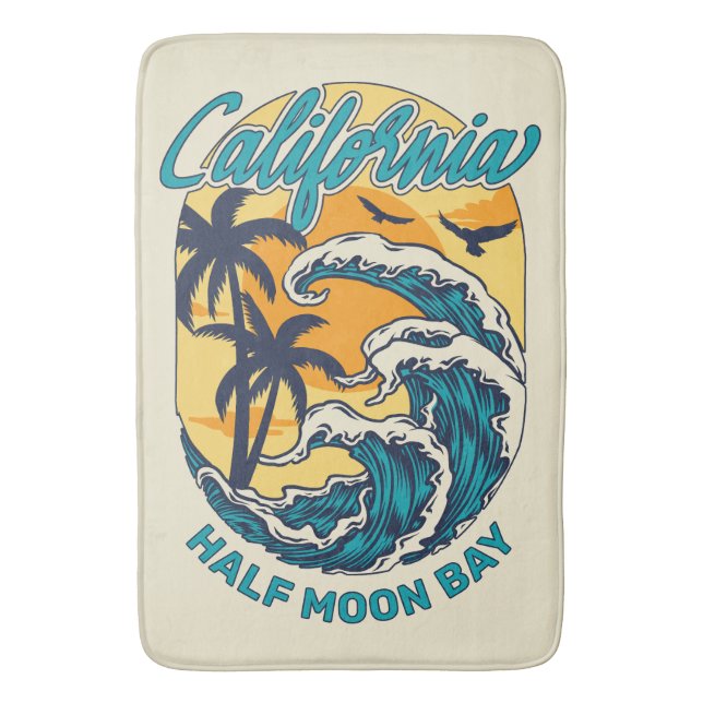 Custom Name / Text California Surfing Bath Mat (Front Vertical)