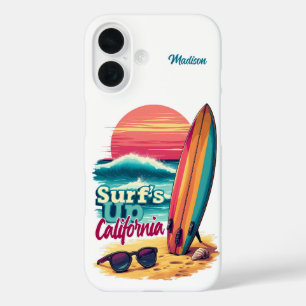 Custom Name / Text California Surfing iPhone 16 Case