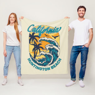 Custom Name / Text California Surfing Fleece Blanket
