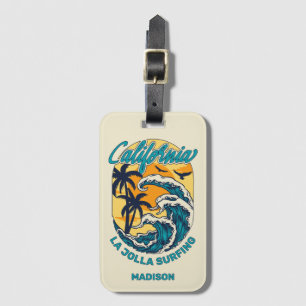 Custom Name / Text California Surfing Luggage Tag