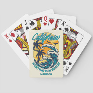 Custom Name / Text California Surfing Playing Cards
