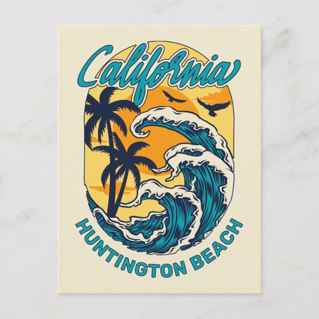 Custom Name / Text California Surfing Postcard (Front)