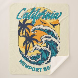 Custom Name / Text California Surfing Sherpa Blanket