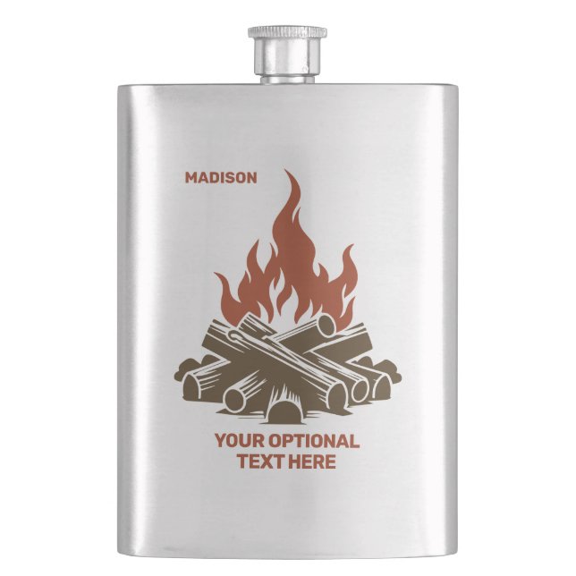Custom Name & Text Camping Hip Flask (Front)